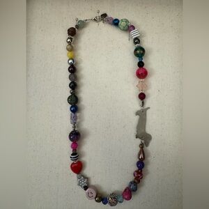 Stainless Steel Dachshund Charm on a  Beaded Necklace with Charms